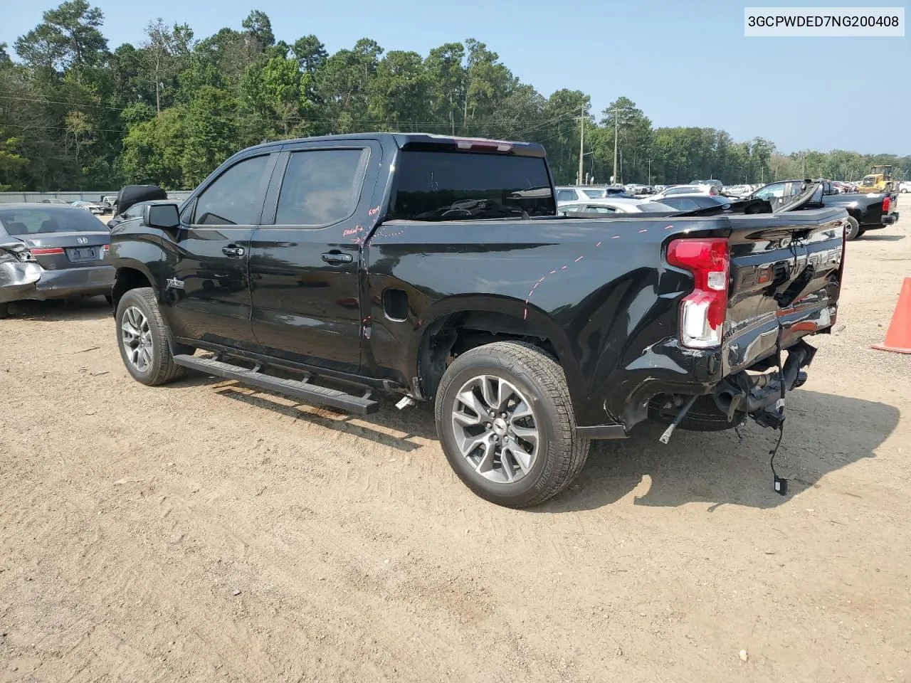 2022 Chevrolet Silverado Ltd C1500 Rst VIN: 3GCPWDED7NG200408 Lot: 66410934