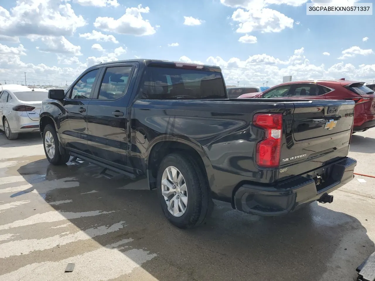 2022 Chevrolet Silverado C1500 Custom VIN: 3GCPABEKXNG571337 Lot: 69706934