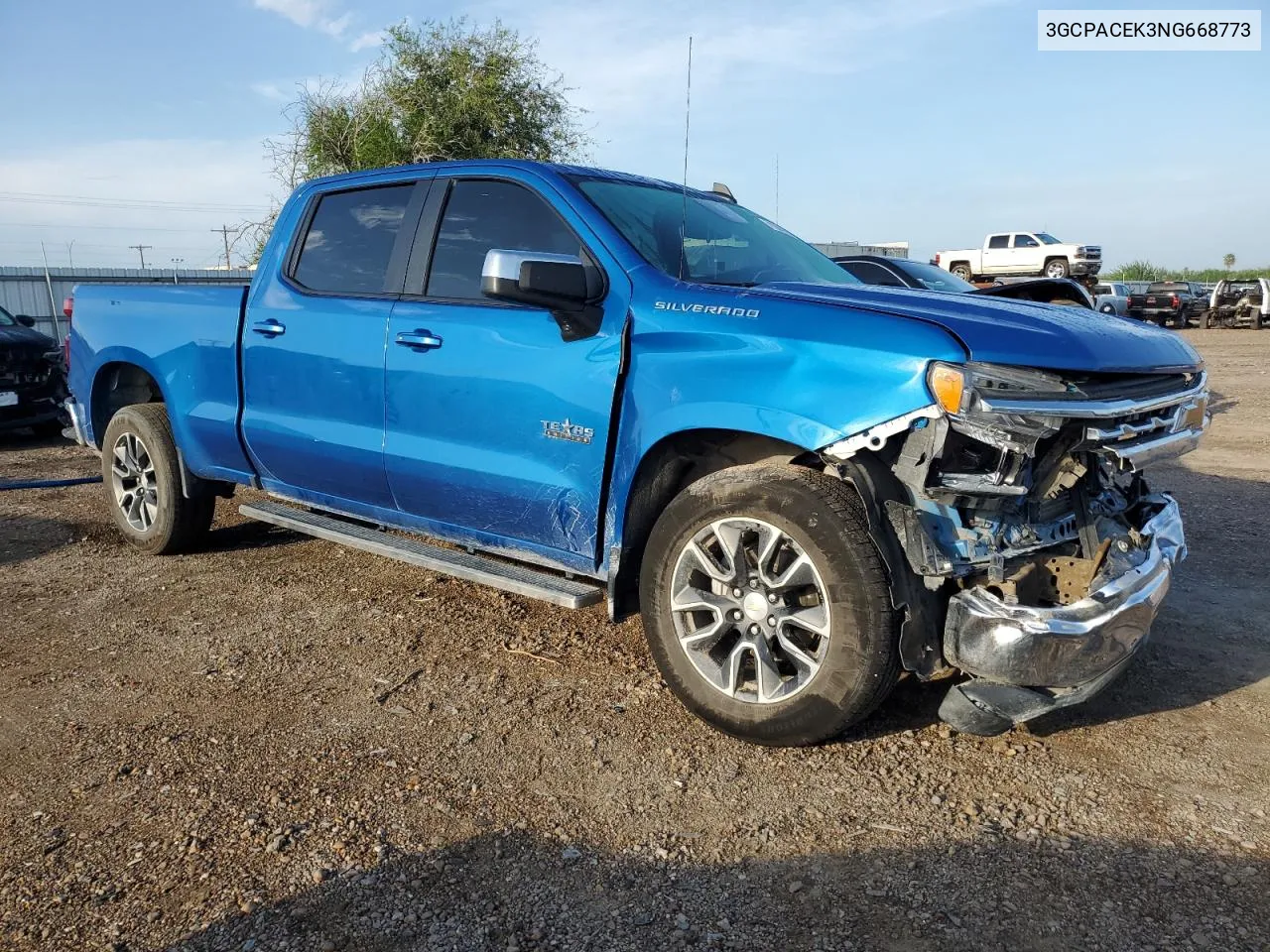 2022 Chevrolet Silverado C1500 Lt VIN: 3GCPACEK3NG668773 Lot: 71304094