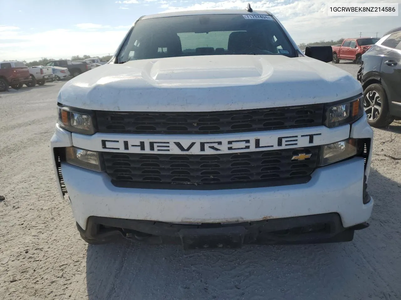 2022 Chevrolet Silverado Ltd C1500 Custom VIN: 1GCRWBEK8NZ214586 Lot: 71737494