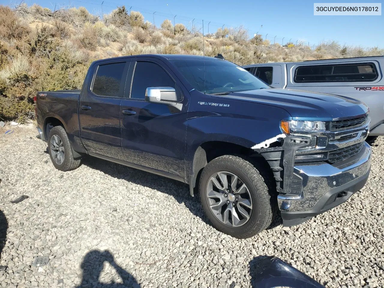 2022 Chevrolet Silverado Ltd K1500 Lt VIN: 3GCUYDED6NG178012 Lot: 72746304