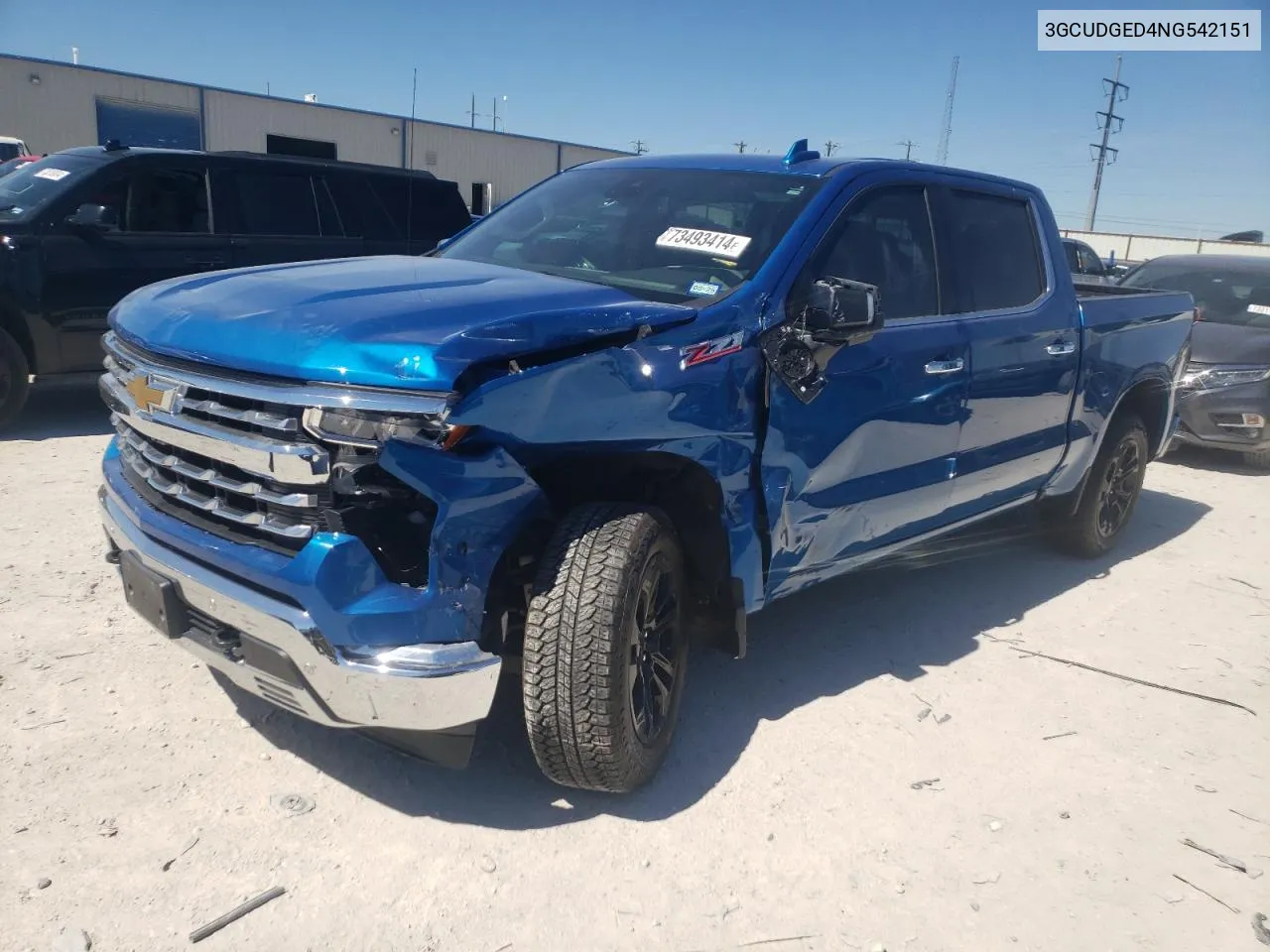 2022 Chevrolet Silverado K1500 Ltz VIN: 3GCUDGED4NG542151 Lot: 73493414