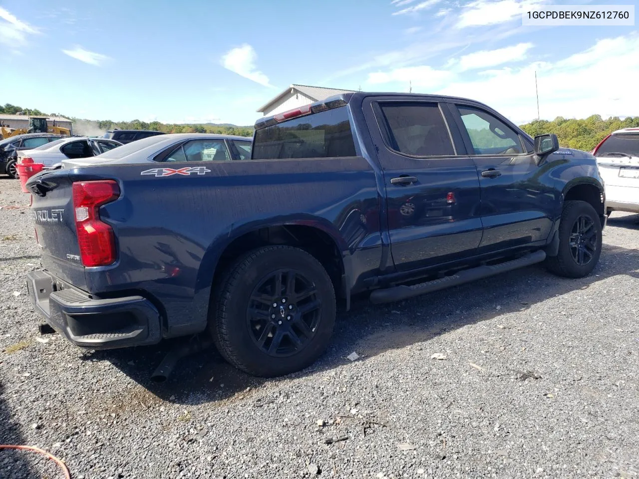 2022 Chevrolet Silverado K1500 Custom VIN: 1GCPDBEK9NZ612760 Lot: 74669124