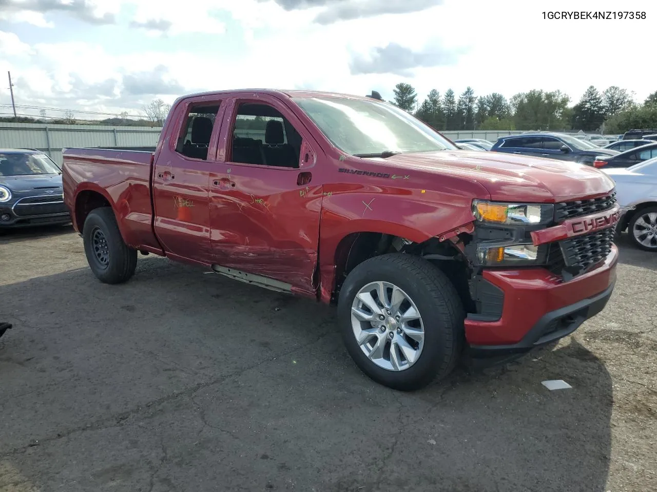 2022 Chevrolet Silverado Ltd K1500 Custom VIN: 1GCRYBEK4NZ197358 Lot: 74854604