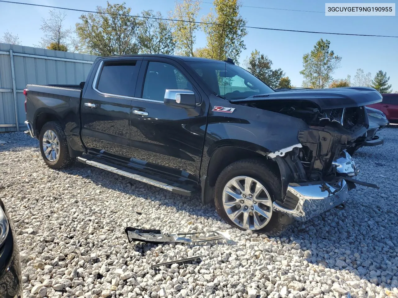 2022 Chevrolet Silverado Ltd K1500 Ltz VIN: 3GCUYGET9NG190955 Lot: 75223464