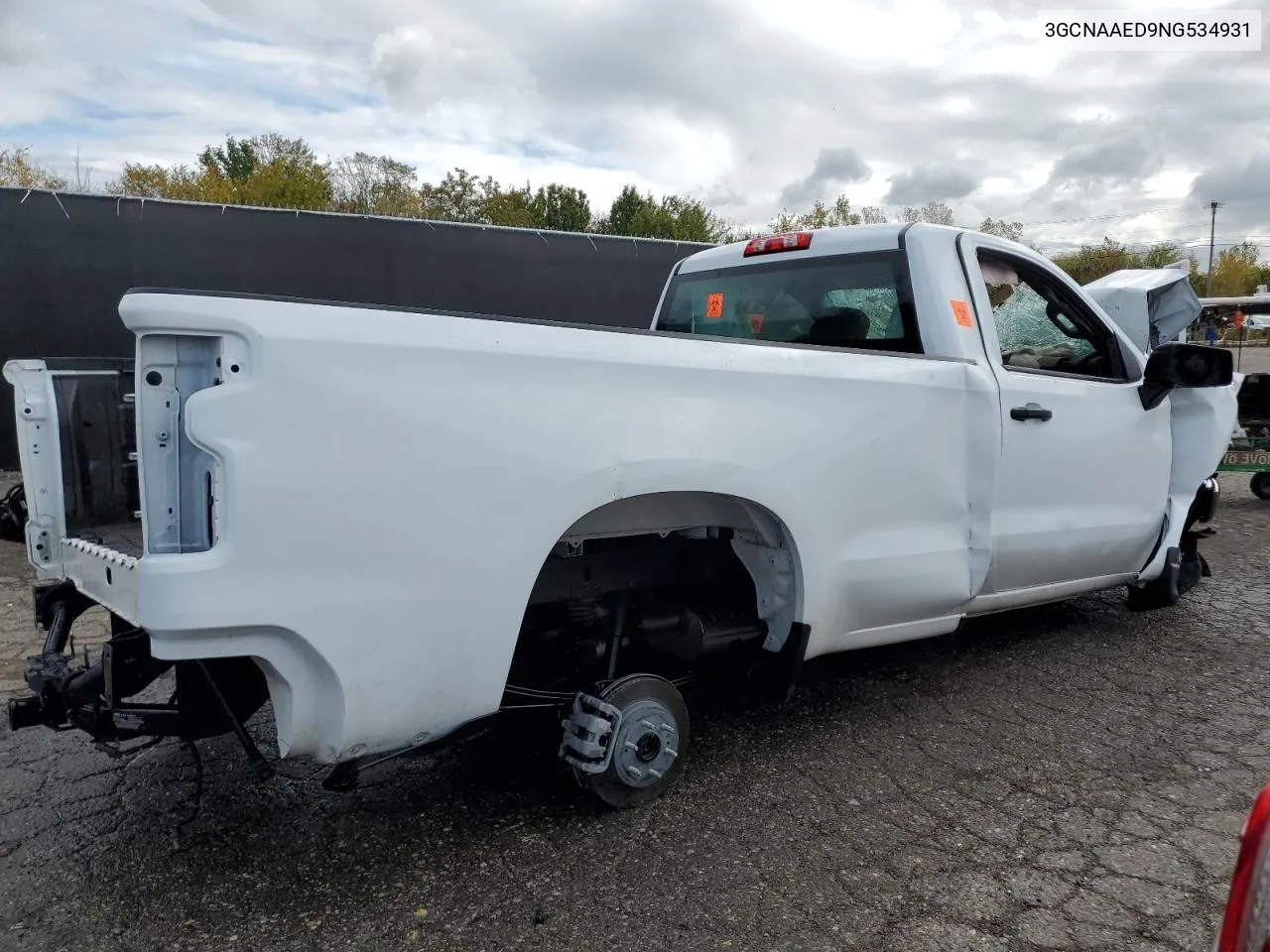 2022 Chevrolet Silverado C1500 VIN: 3GCNAAED9NG534931 Lot: 76128184