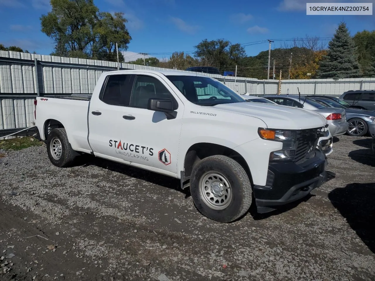 2022 Chevrolet Silverado Ltd K1500 VIN: 1GCRYAEK4NZ200754 Lot: 76337394