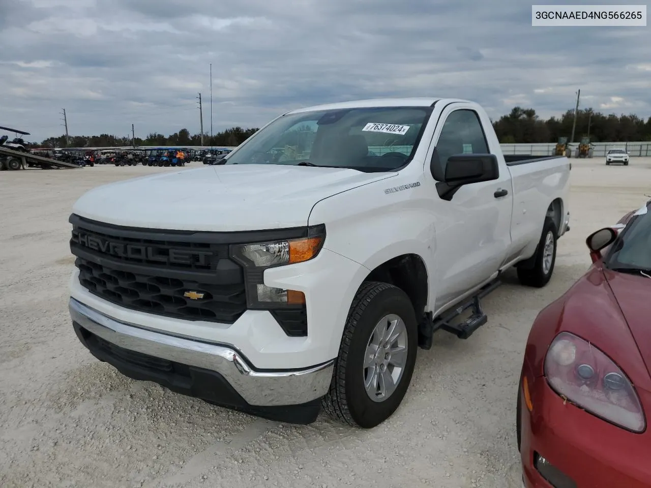 2022 Chevrolet Silverado C1500 VIN: 3GCNAAED4NG566265 Lot: 76374024