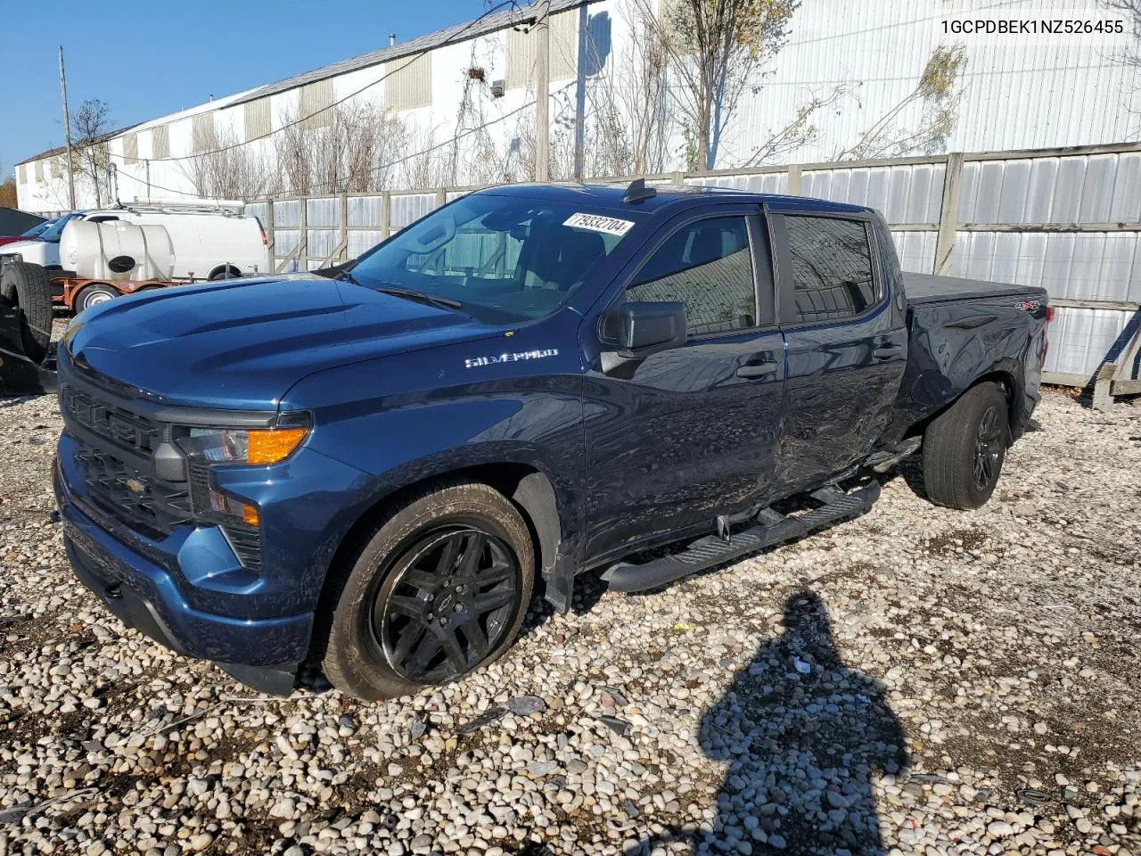 2022 Chevrolet Silverado K1500 Custom VIN: 1GCPDBEK1NZ526455 Lot: 79332704