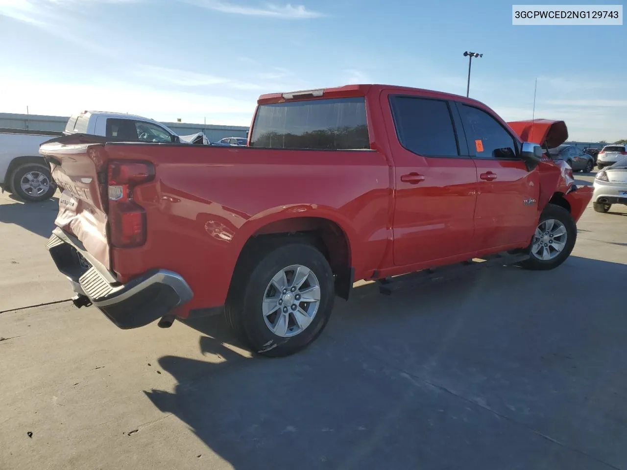 2022 Chevrolet Silverado Ltd C1500 Lt VIN: 3GCPWCED2NG129743 Lot: 80392364