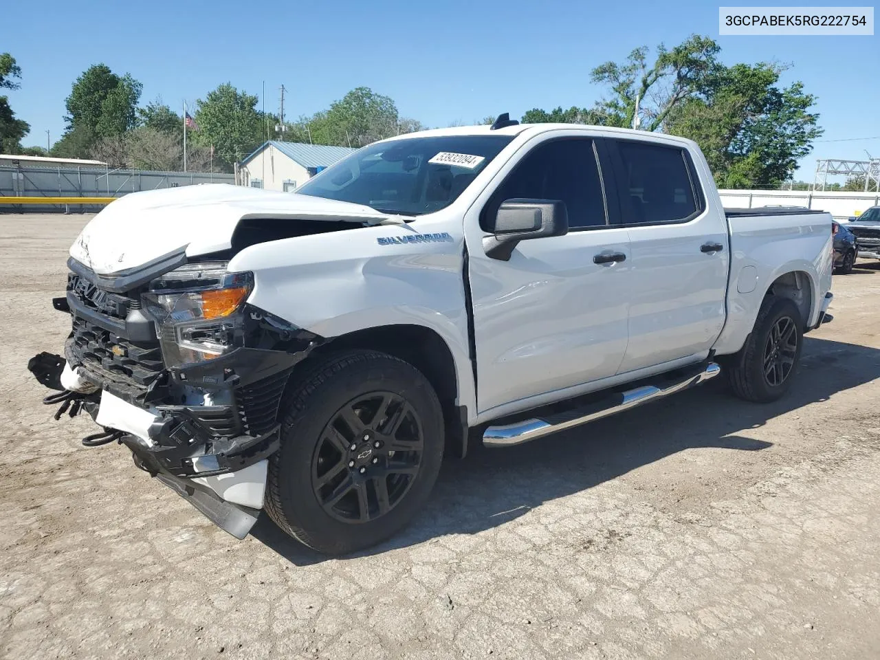 2024 Chevrolet Silverado C1500 Custom VIN: 3GCPABEK5RG222754 Lot: 53932094