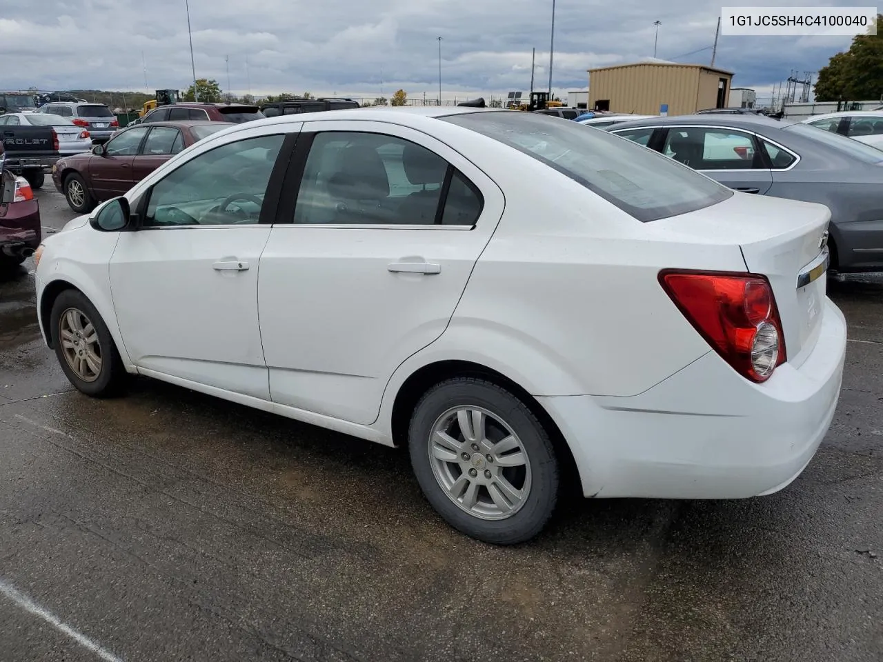 2012 Chevrolet Sonic Lt VIN: 1G1JC5SH4C4100040 Lot: 76056574