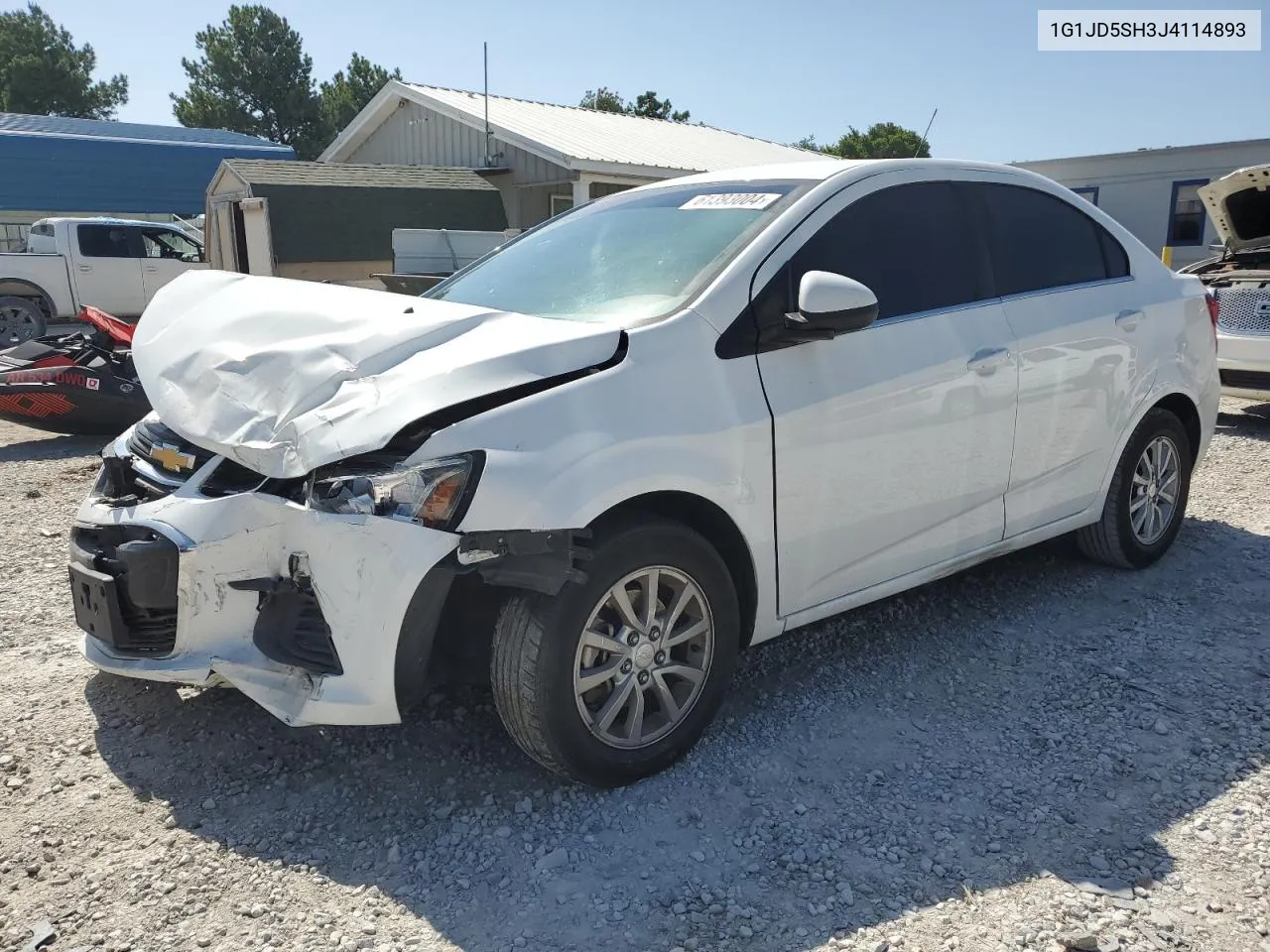 2018 Chevrolet Sonic Lt VIN: 1G1JD5SH3J4114893 Lot: 61393004