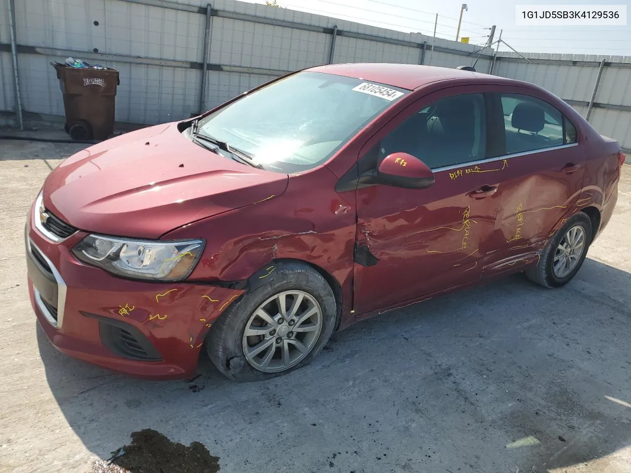 2019 Chevrolet Sonic Lt VIN: 1G1JD5SB3K4129536 Lot: 68105454