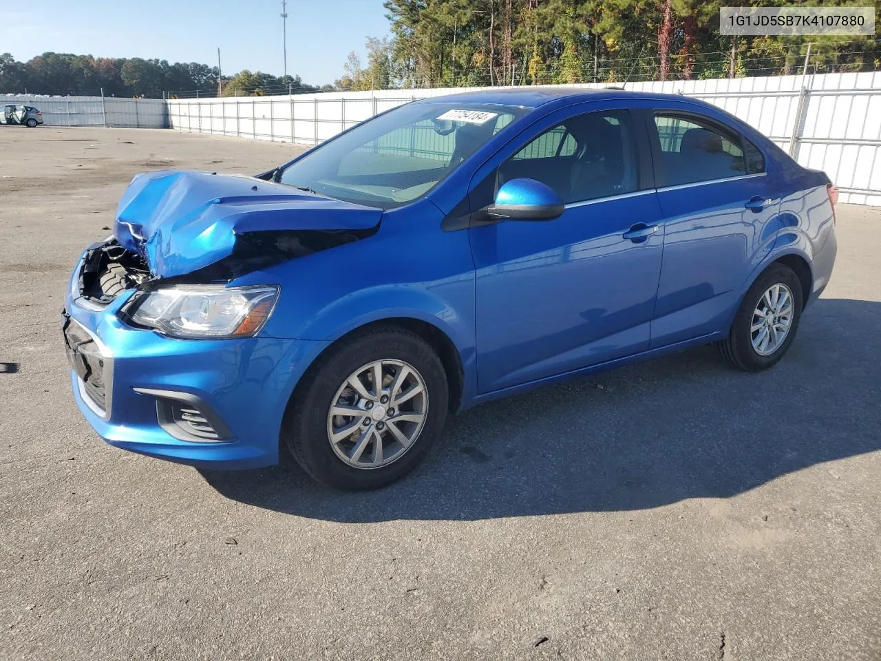 2019 Chevrolet Sonic Lt VIN: 1G1JD5SB7K4107880 Lot: 77754184