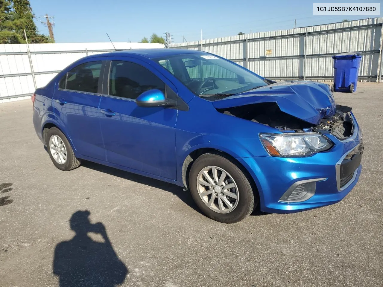 2019 Chevrolet Sonic Lt VIN: 1G1JD5SB7K4107880 Lot: 77754184