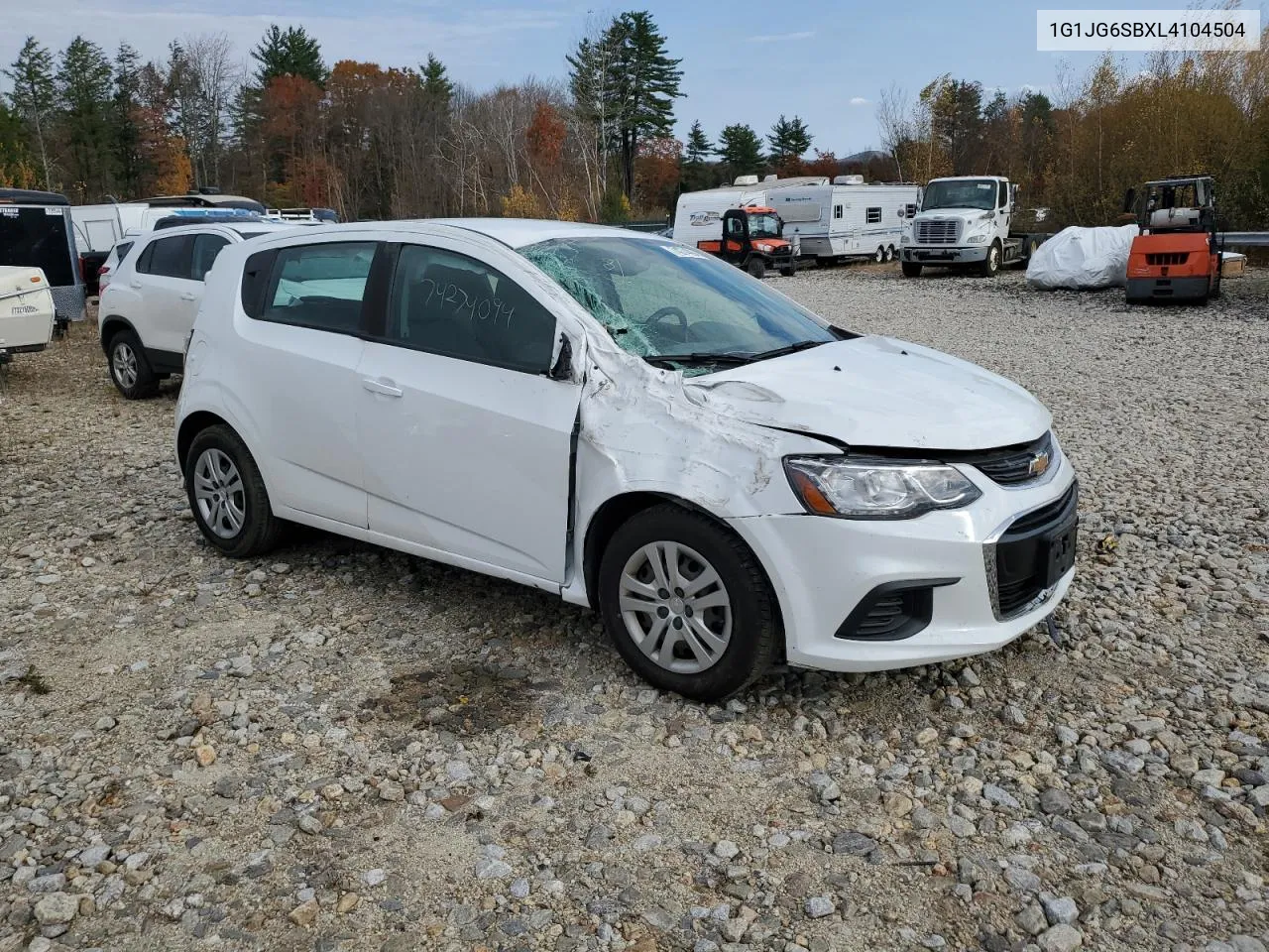 2020 Chevrolet Sonic VIN: 1G1JG6SBXL4104504 Lot: 74274094