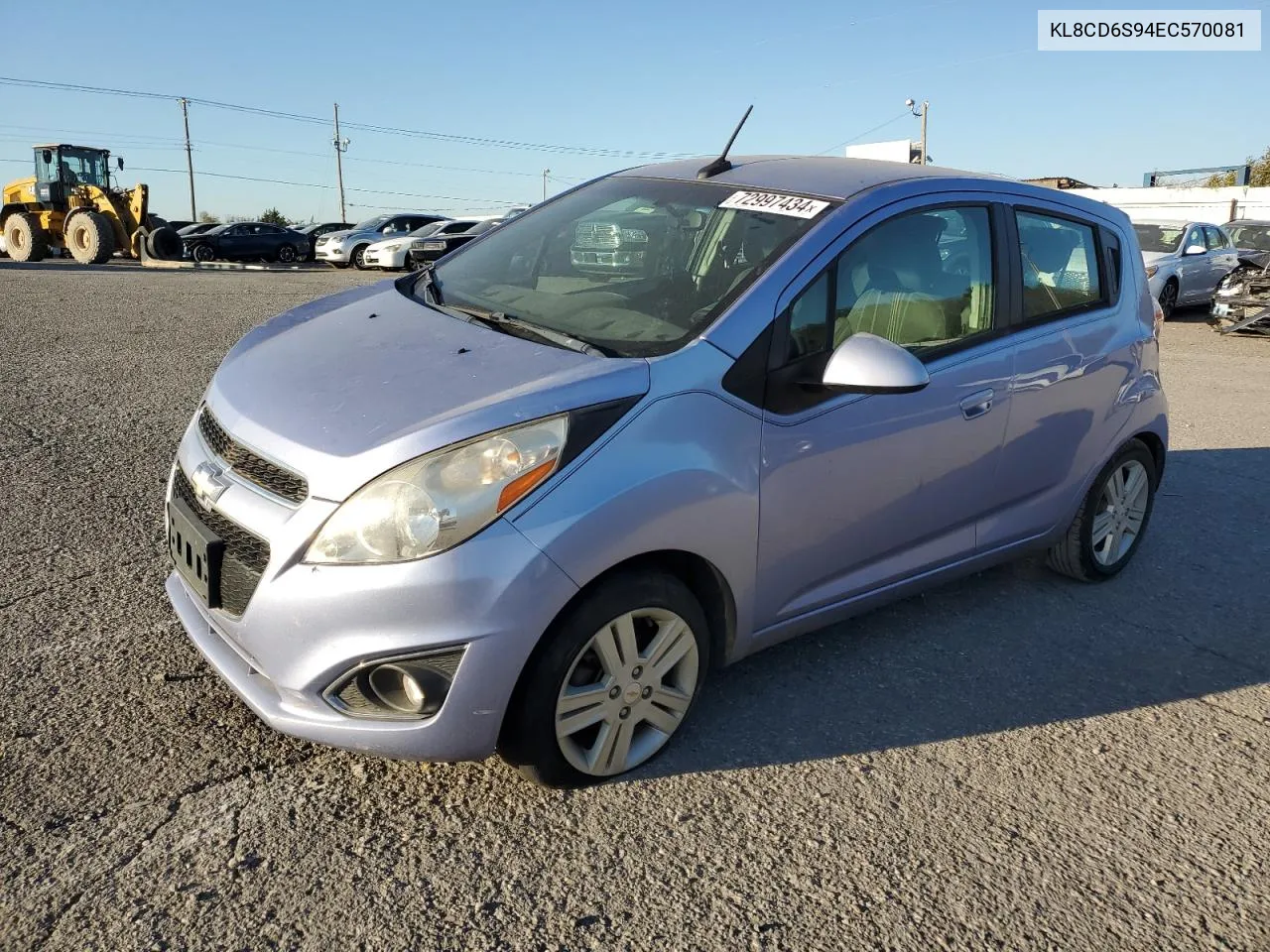 2014 Chevrolet Spark 1Lt VIN: KL8CD6S94EC570081 Lot: 72997434