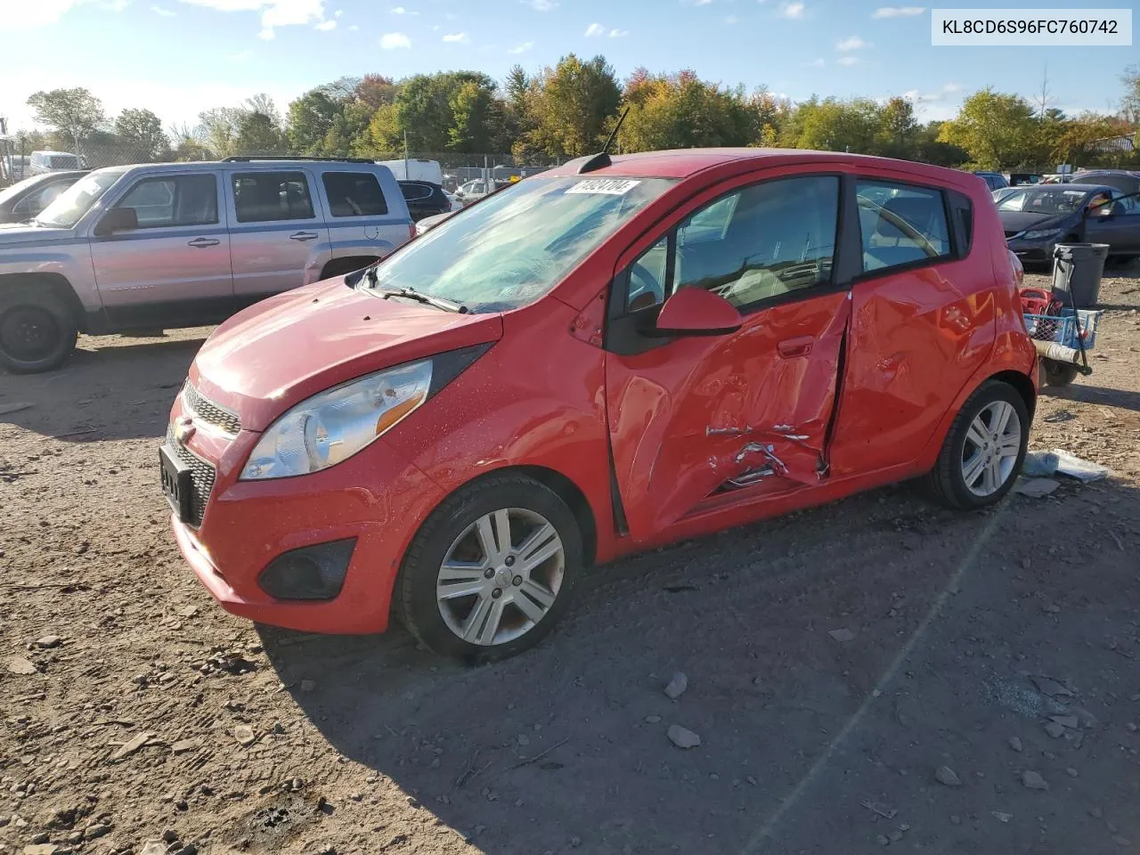 2015 Chevrolet Spark 1Lt VIN: KL8CD6S96FC760742 Lot: 74924704