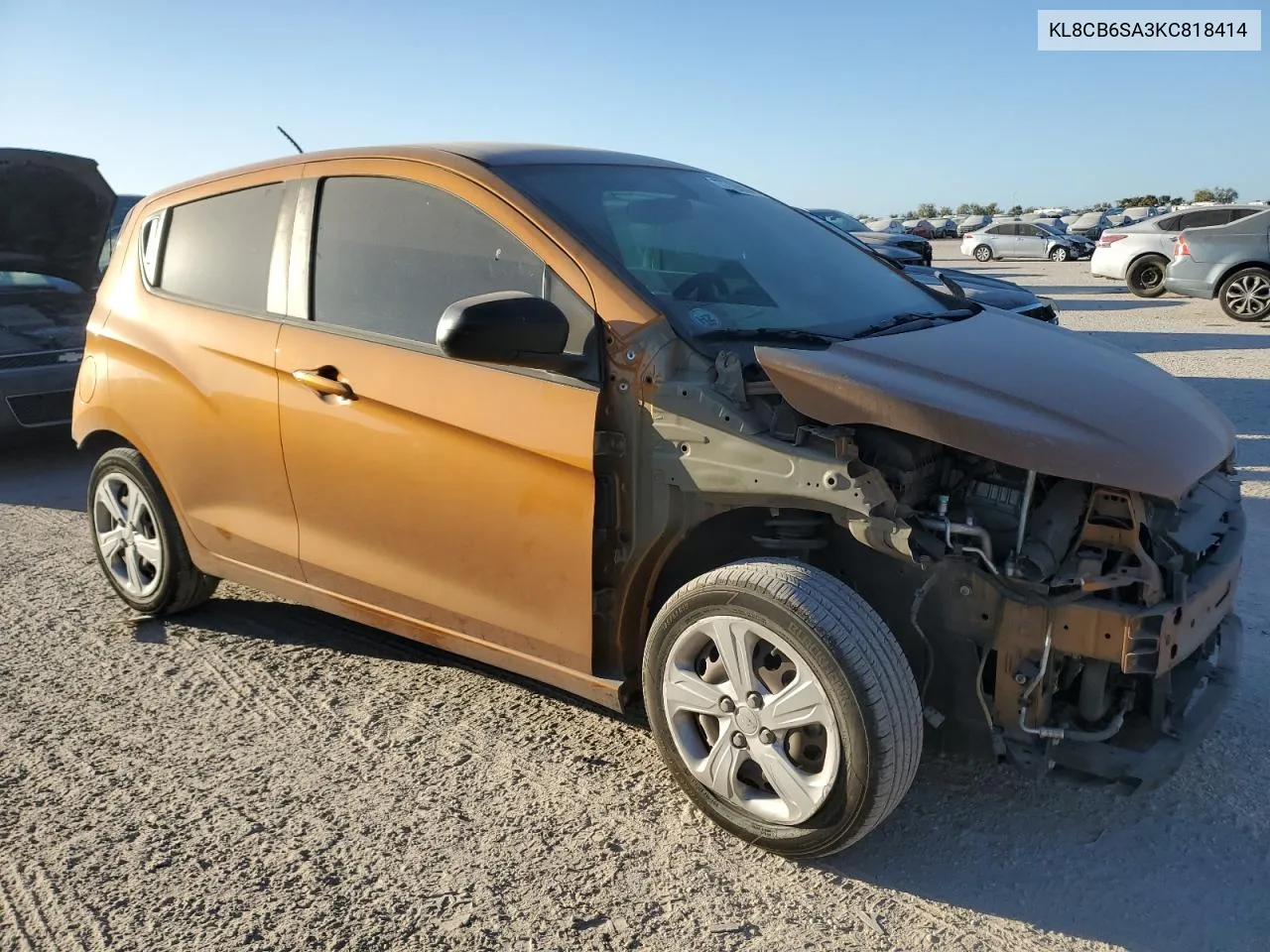 2019 Chevrolet Spark Ls VIN: KL8CB6SA3KC818414 Lot: 77788554