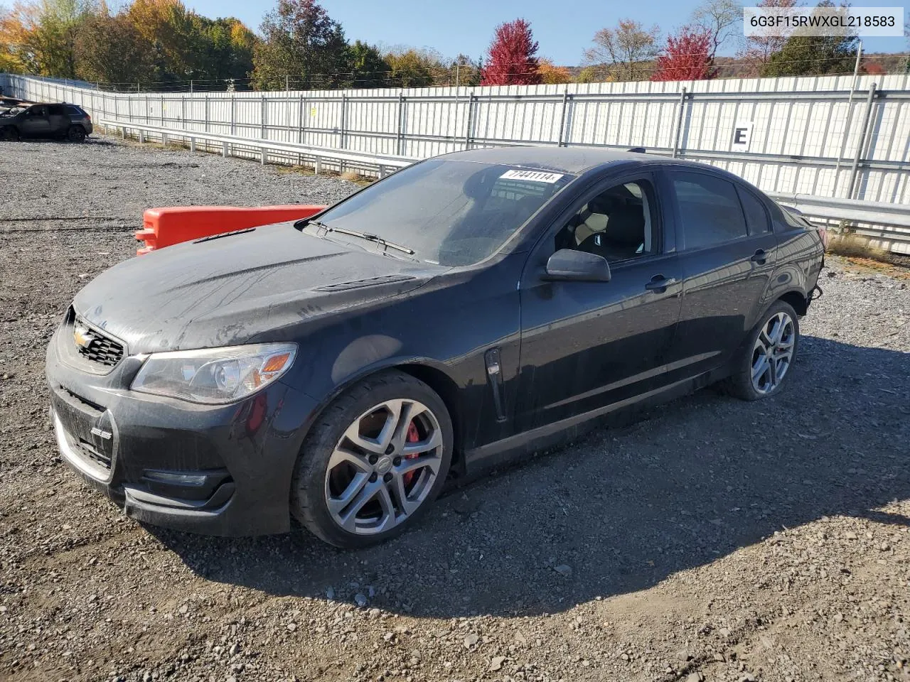 2016 Chevrolet Ss VIN: 6G3F15RWXGL218583 Lot: 77441114