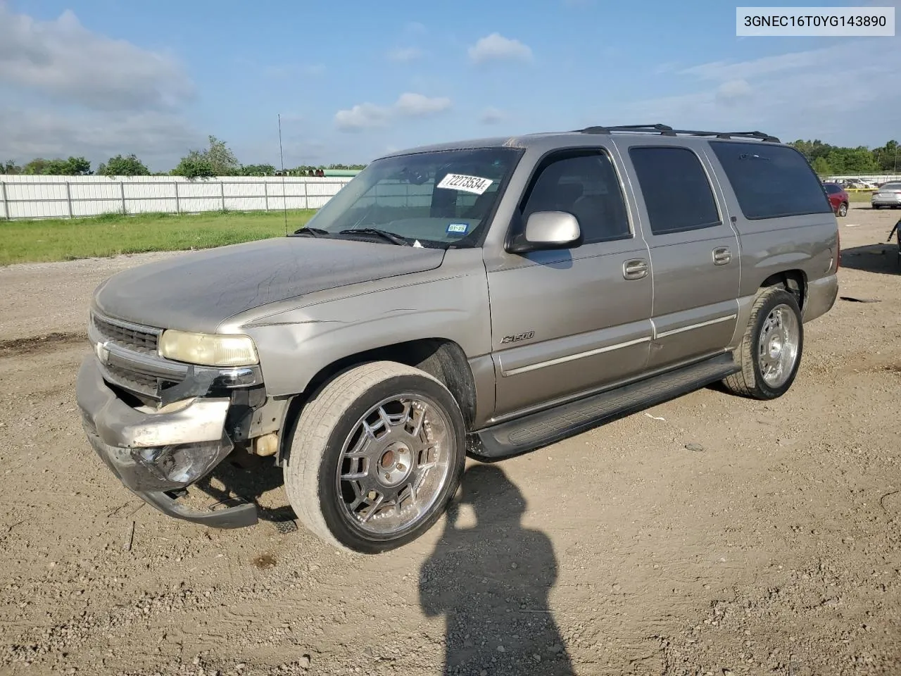 2000 Chevrolet Suburban C1500 VIN: 3GNEC16T0YG143890 Lot: 72273534