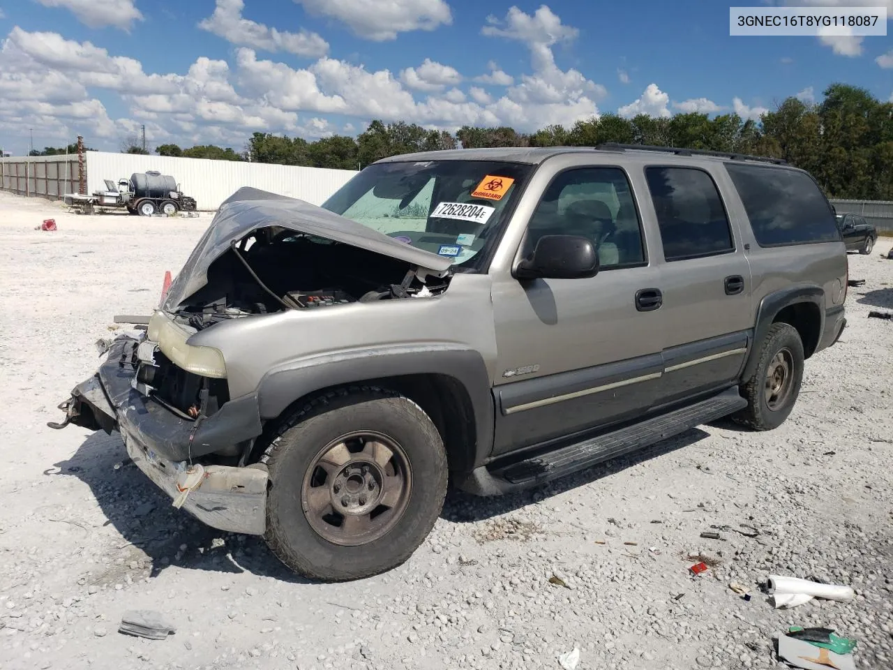 2000 Chevrolet Suburban C1500 VIN: 3GNEC16T8YG118087 Lot: 72628204