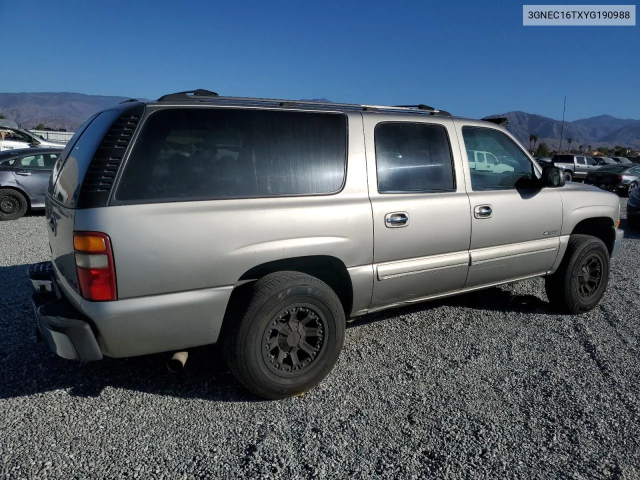 2000 Chevrolet Suburban C1500 VIN: 3GNEC16TXYG190988 Lot: 80372284