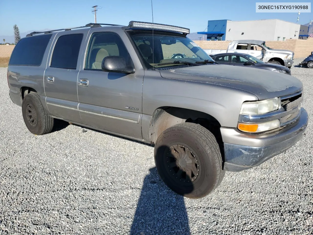 2000 Chevrolet Suburban C1500 VIN: 3GNEC16TXYG190988 Lot: 80372284