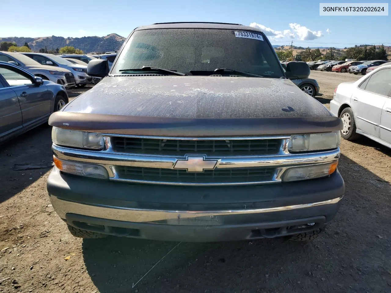 2002 Chevrolet Suburban K1500 VIN: 3GNFK16T32G202624 Lot: 78331974