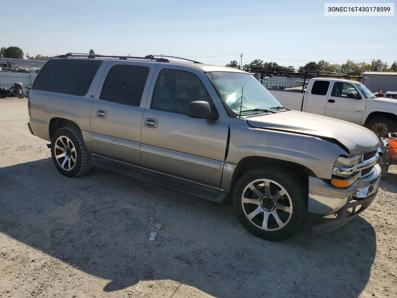 2003 Chevrolet Suburban C1500 VIN: 3GNEC16T43G178599 Lot: 62705424