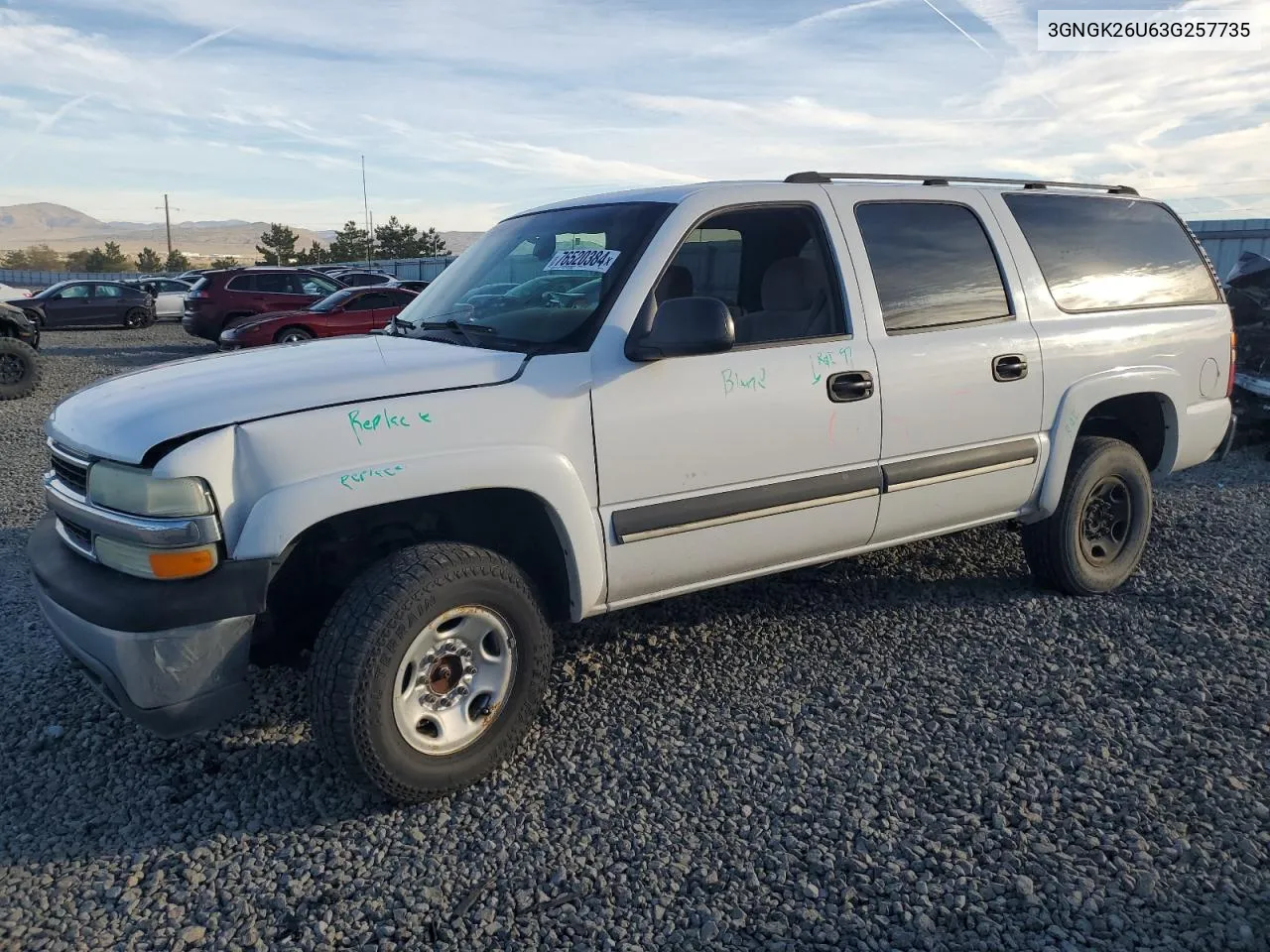 2003 Chevrolet Suburban K2500 VIN: 3GNGK26U63G257735 Lot: 76520384