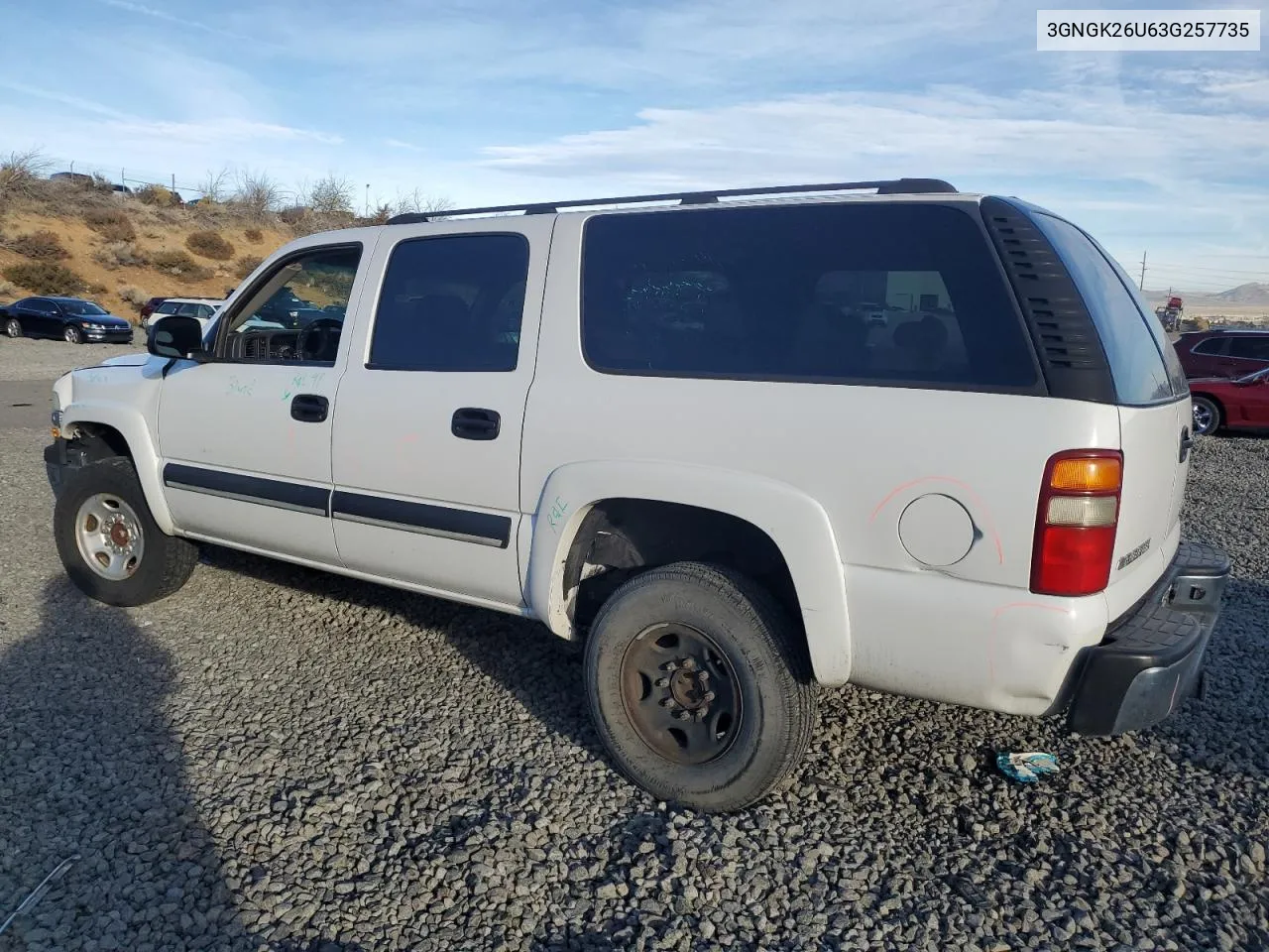 2003 Chevrolet Suburban K2500 VIN: 3GNGK26U63G257735 Lot: 76520384