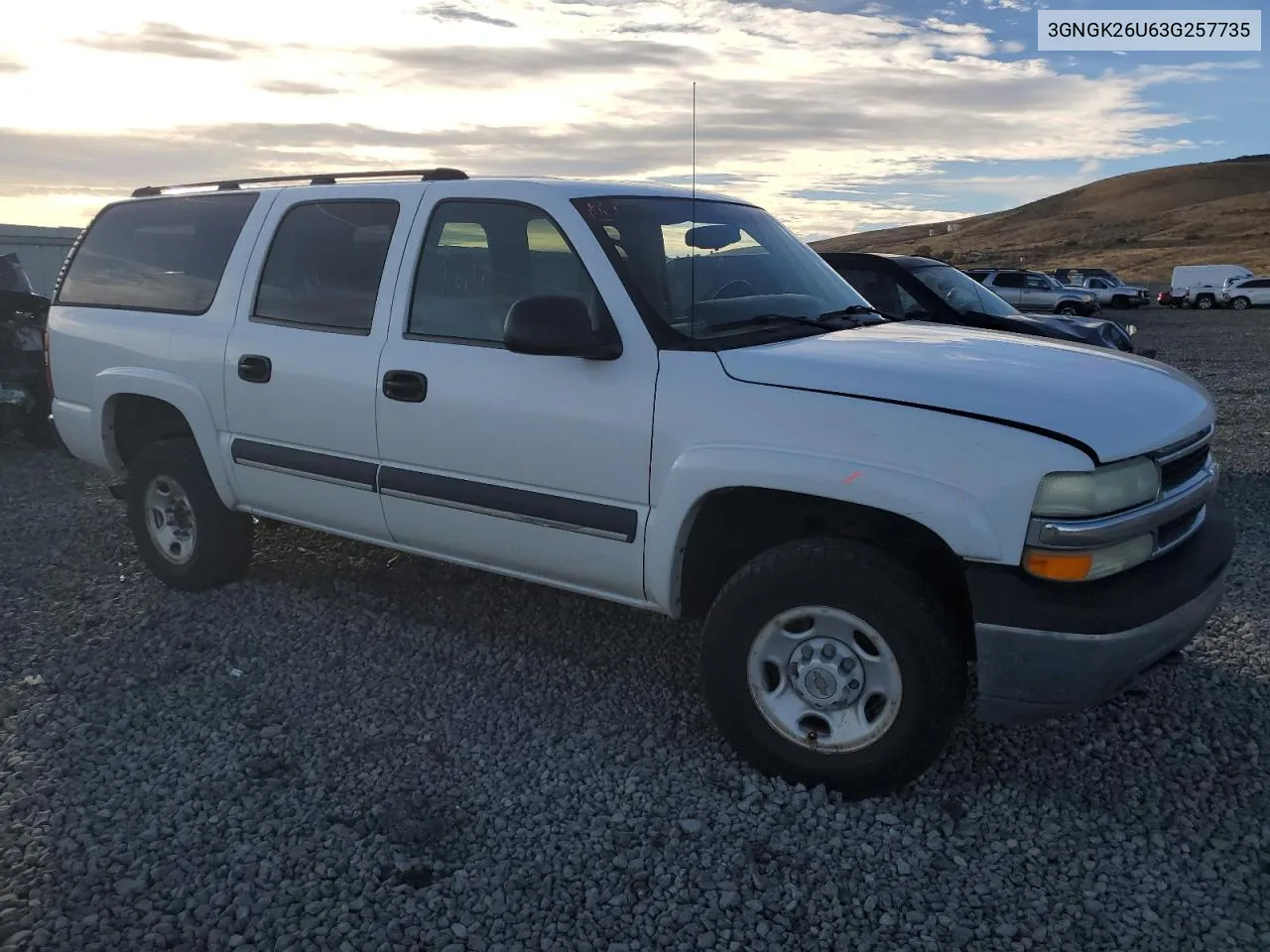 2003 Chevrolet Suburban K2500 VIN: 3GNGK26U63G257735 Lot: 76520384