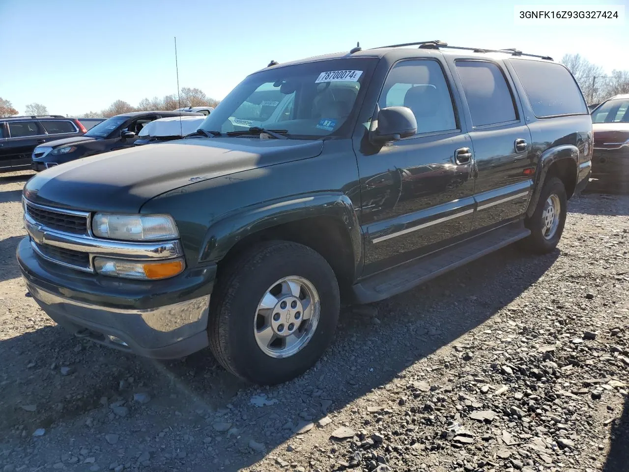 2003 Chevrolet Suburban K1500 VIN: 3GNFK16Z93G327424 Lot: 78700074