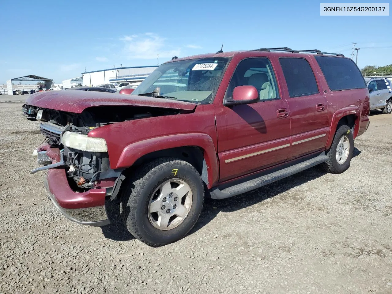 2004 Chevrolet Suburban K1500 VIN: 3GNFK16Z54G200137 Lot: 77475084