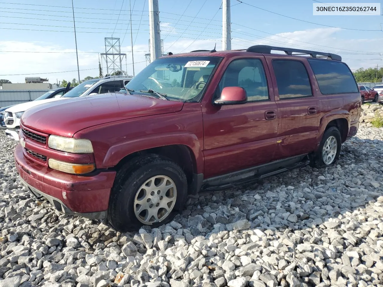 2005 Chevrolet Suburban C1500 VIN: 3GNEC16Z35G262744 Lot: 72150674