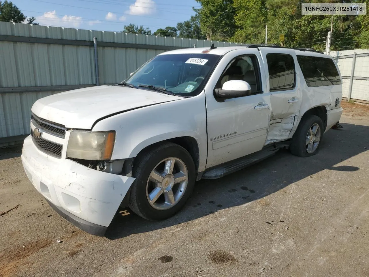 2009 Chevrolet Suburban C1500 Lt VIN: 1GNFC260X9R251418 Lot: 72032294