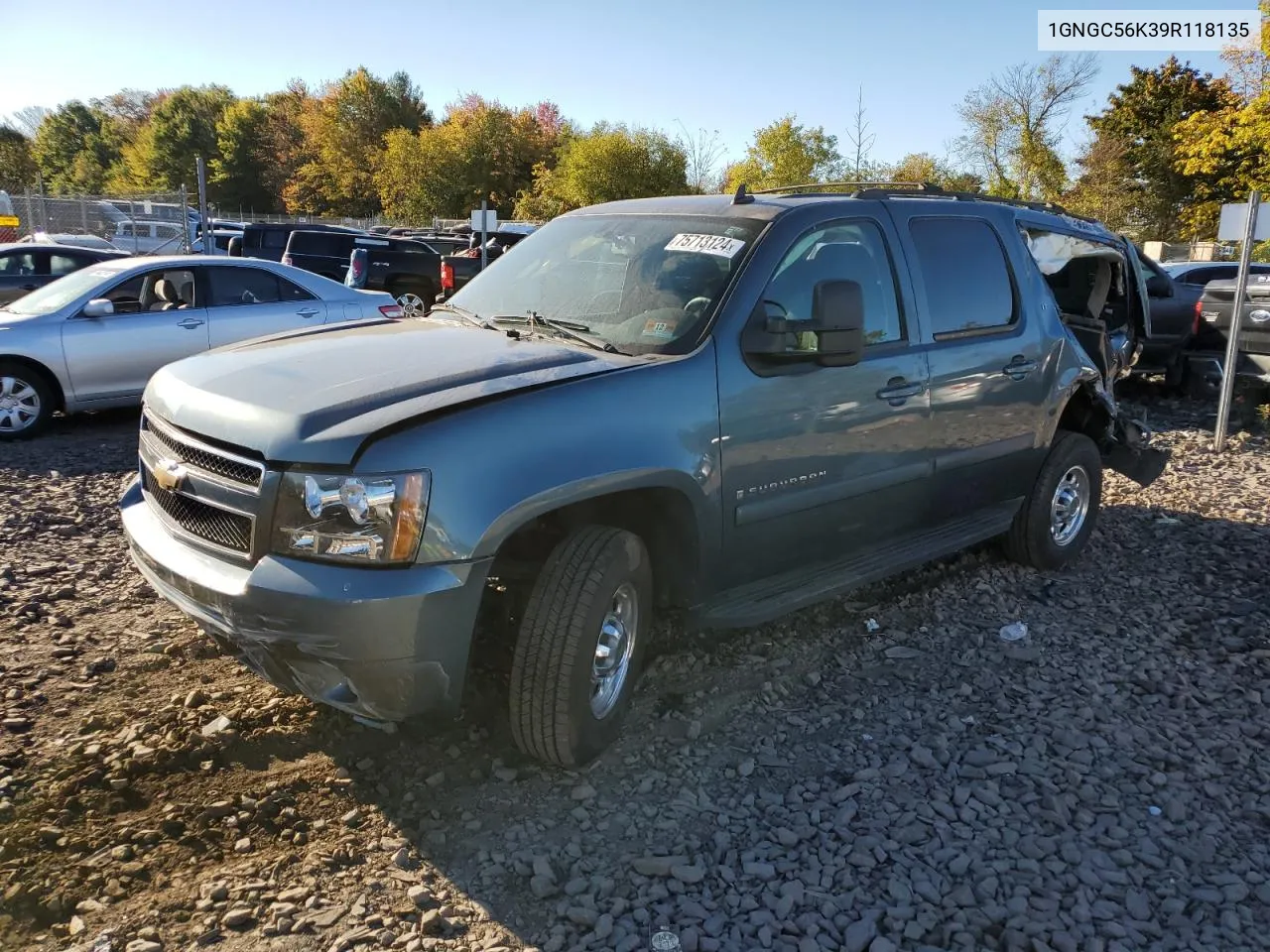 2009 Chevrolet Suburban C2500 Lt VIN: 1GNGC56K39R118135 Lot: 75713124