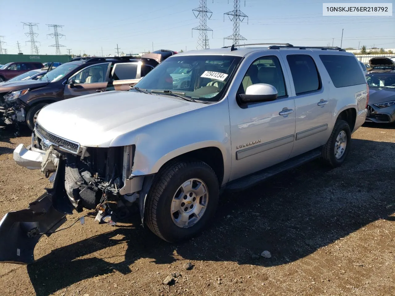 2014 Chevrolet Suburban K1500 Lt VIN: 1GNSKJE76ER218792 Lot: 72941234