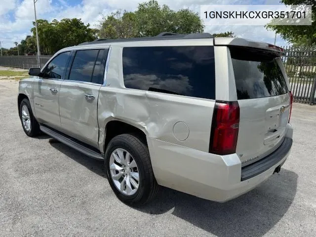 1GNSKHKCXGR351701 2016 Chevrolet Suburban K1500 Lt