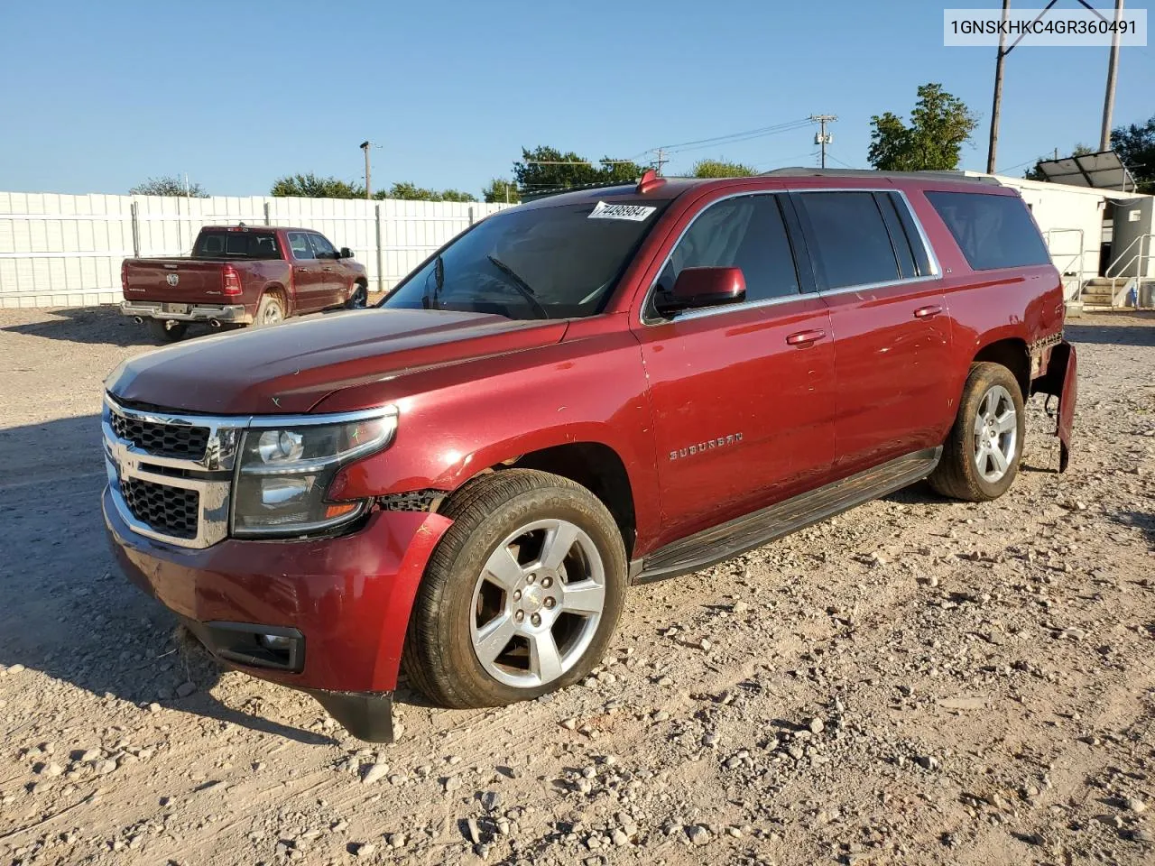 2016 Chevrolet Suburban K1500 Lt VIN: 1GNSKHKC4GR360491 Lot: 74498984