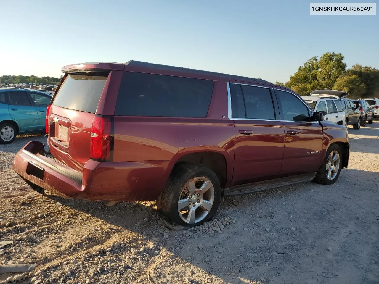 2016 Chevrolet Suburban K1500 Lt VIN: 1GNSKHKC4GR360491 Lot: 74498984