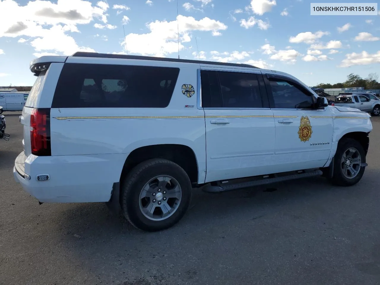 2017 Chevrolet Suburban K1500 Lt VIN: 1GNSKHKC7HR151506 Lot: 75307344