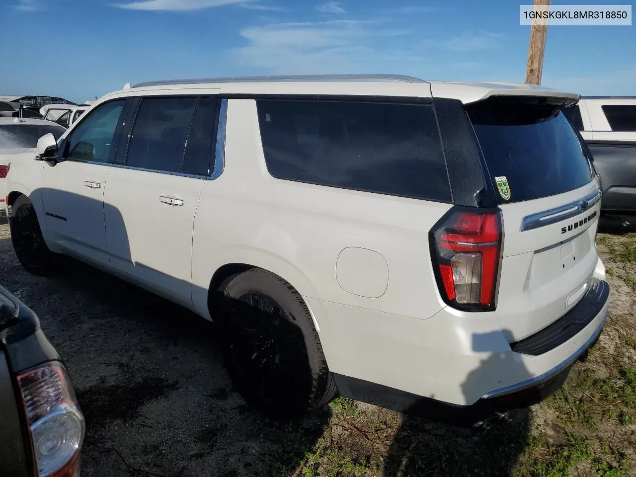 2021 Chevrolet Suburban K1500 High Country VIN: 1GNSKGKL8MR318850 Lot: 75041854