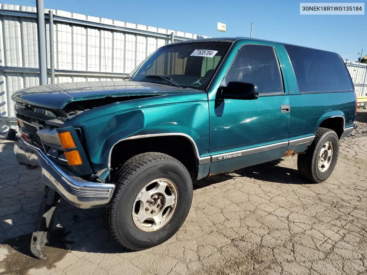 1998 Chevrolet Tahoe K1500 VIN: 3GNEK18R1WG135184 Lot: 77635704