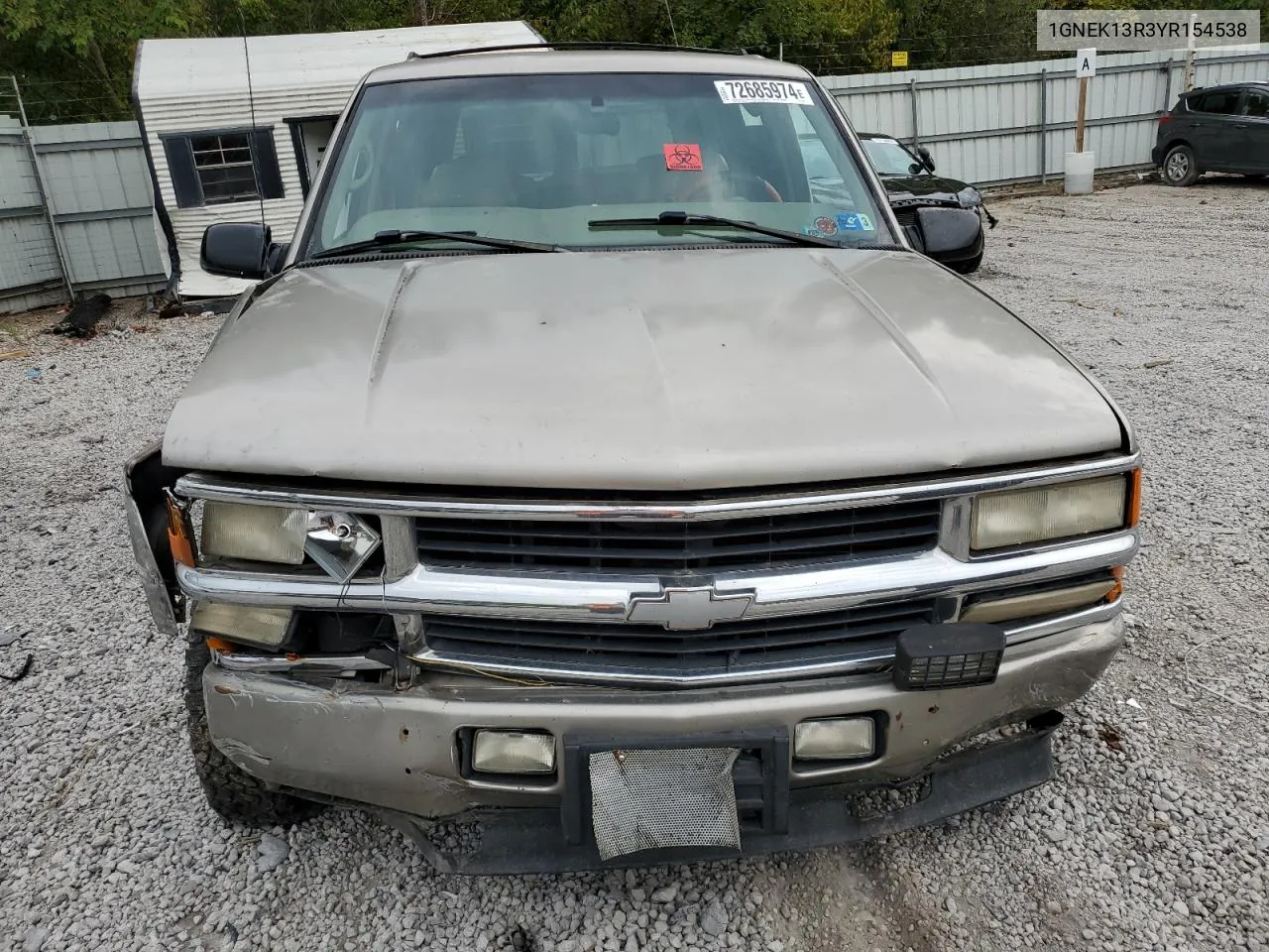 2000 Chevrolet Tahoe K1500 VIN: 1GNEK13R3YR154538 Lot: 72685974