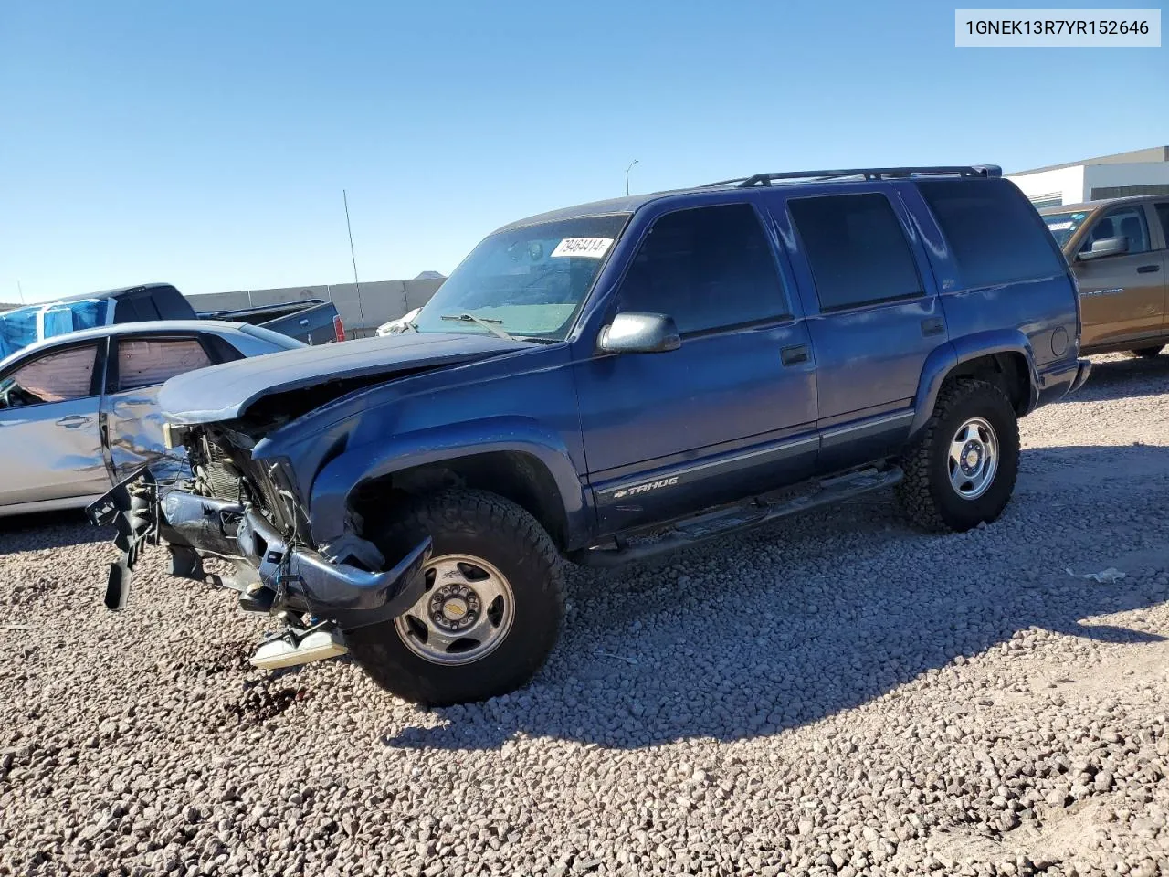 2000 Chevrolet Tahoe K1500 VIN: 1GNEK13R7YR152646 Lot: 79464414