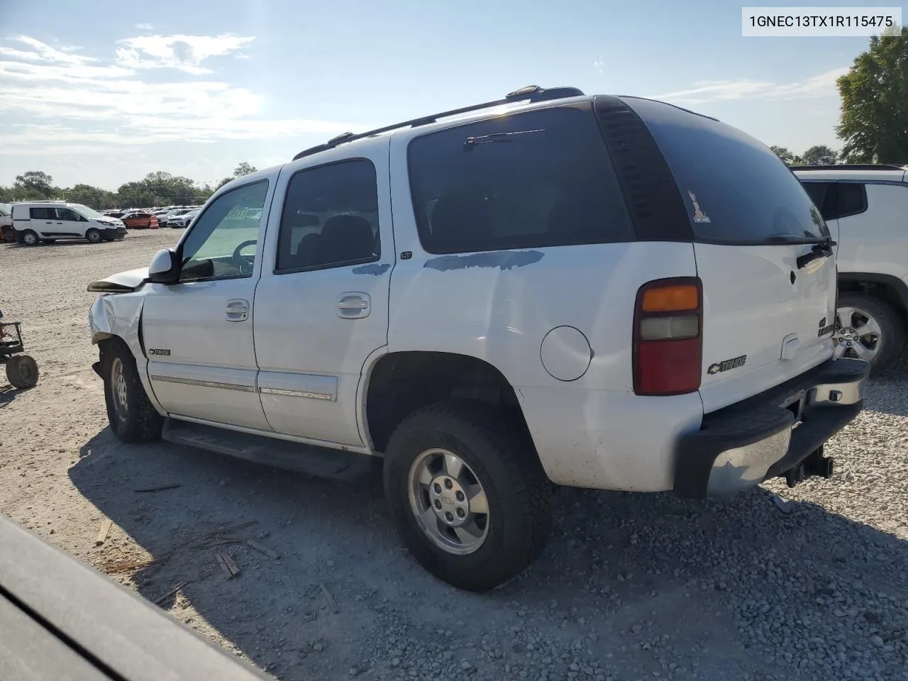 2001 Chevrolet Tahoe C1500 VIN: 1GNEC13TX1R115475 Lot: 72407354