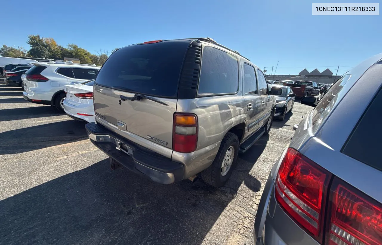 2001 Chevrolet Tahoe C1500 VIN: 1GNEC13T11R218333 Lot: 80900584